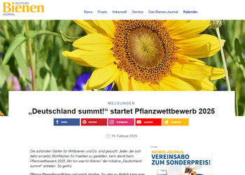Deutsches Bienen-Journal: Hinweis zum Deutschland summt!-Pflanzwettbewerb 2025 Deutsches Bienen-Journal: Hinweis zum Deutschland summt!-Pflanzwettbewerb 2025